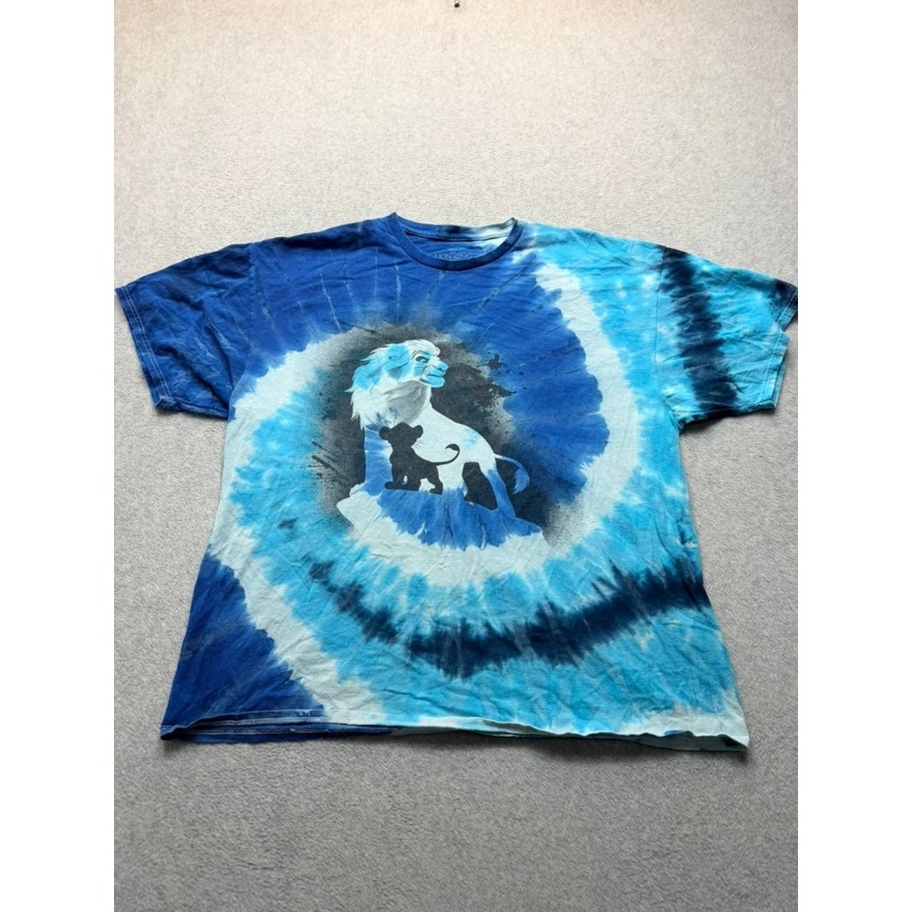 Disney Lion King Mufasa Simba Tie Dye T-Shirt Blue Mens XL Graphic Tee